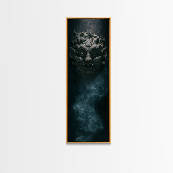 The Mask Of The Crawling God, Tall Narrow Wall Art, Macabre Wall Art, Canvas Print, Halloween Wall Decor, Gothic Home Decor, Halloween Decor