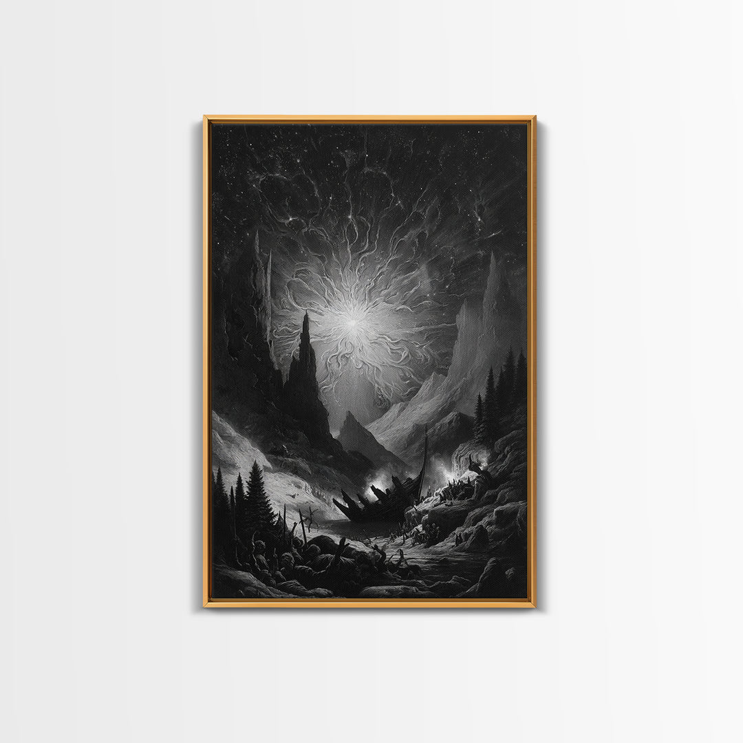 The Candelit Ark Of Forgotten Stars, Vertical Wall Art, Dark Fantasy Wall Art, Canvas Print, Halloween Wall Decor, Gothic Home Decor