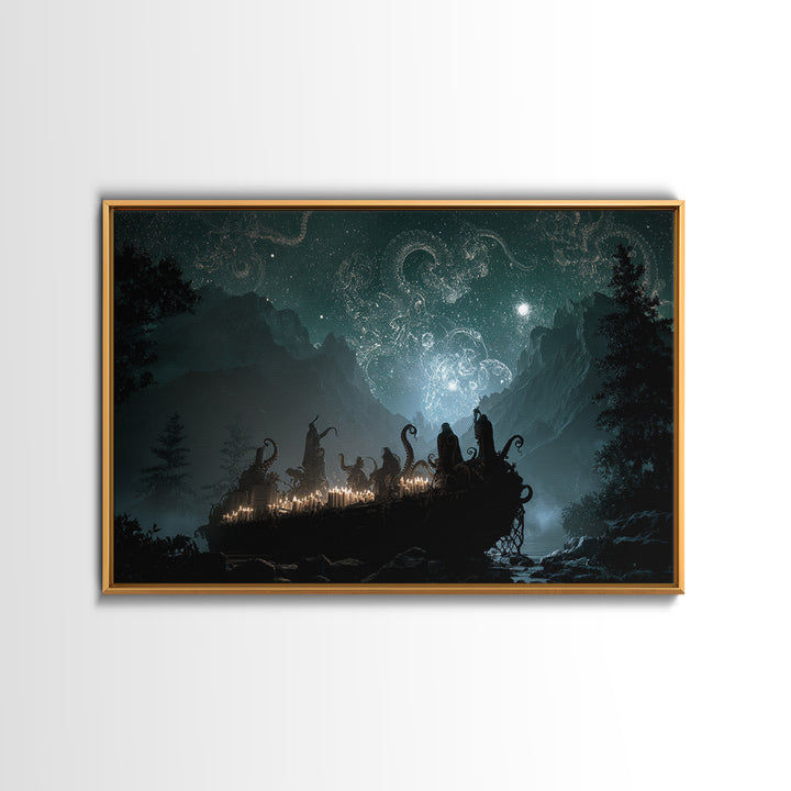 The Candelit Ark Of Forgotten Stars, Landscape Wall Art, Eldritch Gothic Decor, Canvas Print, Halloween Wall Decor, Gothic Home Decor