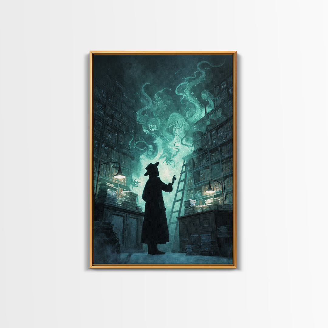 The Archivist Of Dreaming Bones, Vertical Wall Art, Dark Fantasy Wall Art, Canvas Print, Halloween Wall Decor, Gothic Home Decor