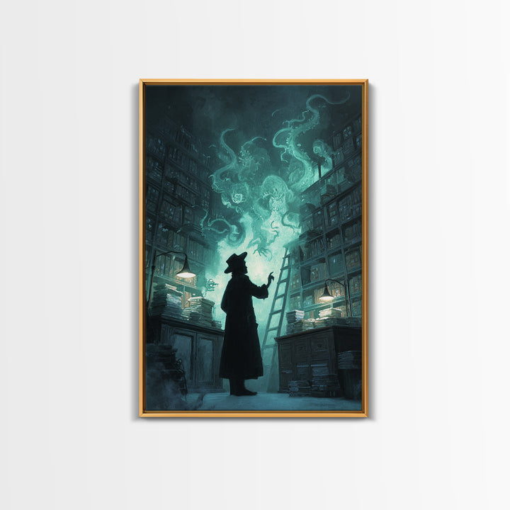 The Archivist Of Dreaming Bones, Vertical Wall Art, Dark Fantasy Wall Art, Canvas Print, Halloween Wall Decor, Gothic Home Decor