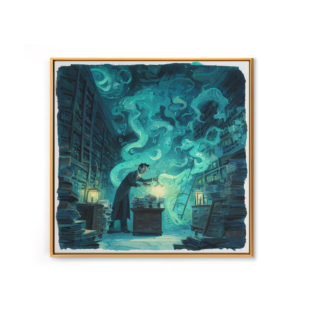 The Archivist Of Dreaming Bones, Square Wall Art, Lovecraftian Horror Art, Canvas Print, Halloween Wall Decor, Gothic Home Decor