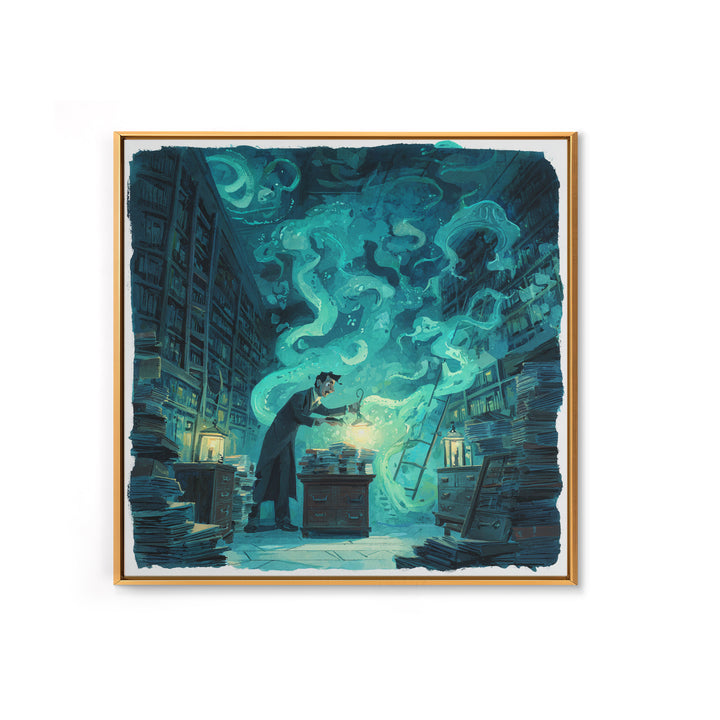 The Archivist Of Dreaming Bones, Square Wall Art, Lovecraftian Horror Art, Canvas Print, Halloween Wall Decor, Gothic Home Decor