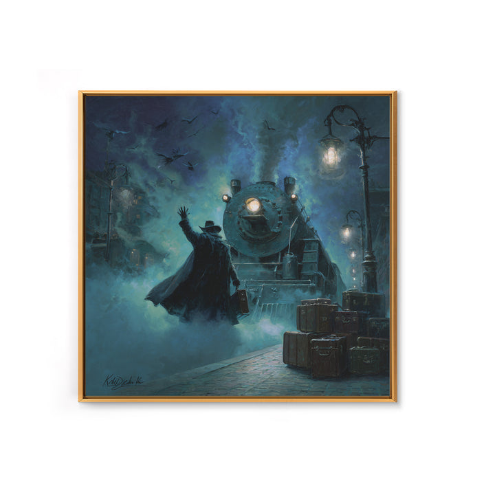 The Phantom Train To Kadath, Square Wall Art, Spooky Home Decor, Framed Canvas Print, Halloween Wall Decor, Gothic Home Decor