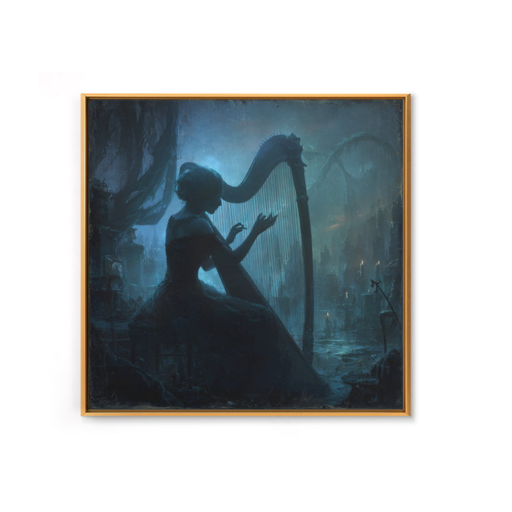 The Harpist Of Abyssal Sleep, Square Wall Art, Dark Halloween Decor, Canvas Print, Halloween Wall Decor, Gothic Home Decor