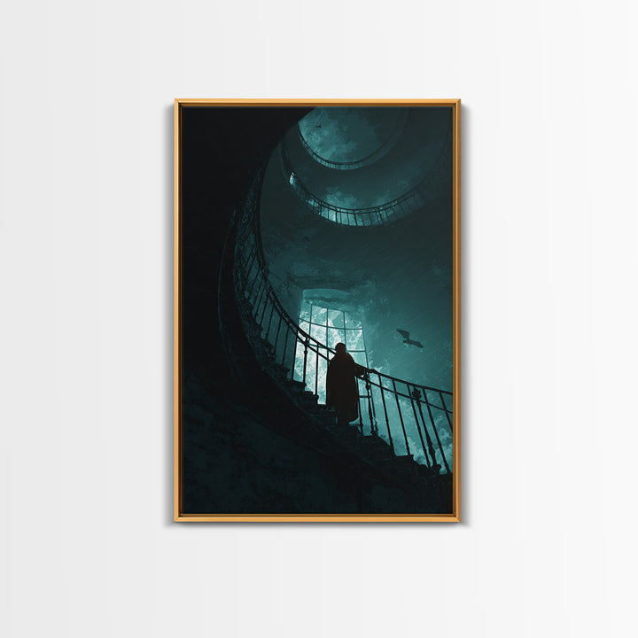 The Last Lighthouse Of Y’Ha-Nthlei, Vertical Wall Art, Macabre Wall Art, Framed Canvas Print, Halloween Wall Decor, Gothic Home Decor