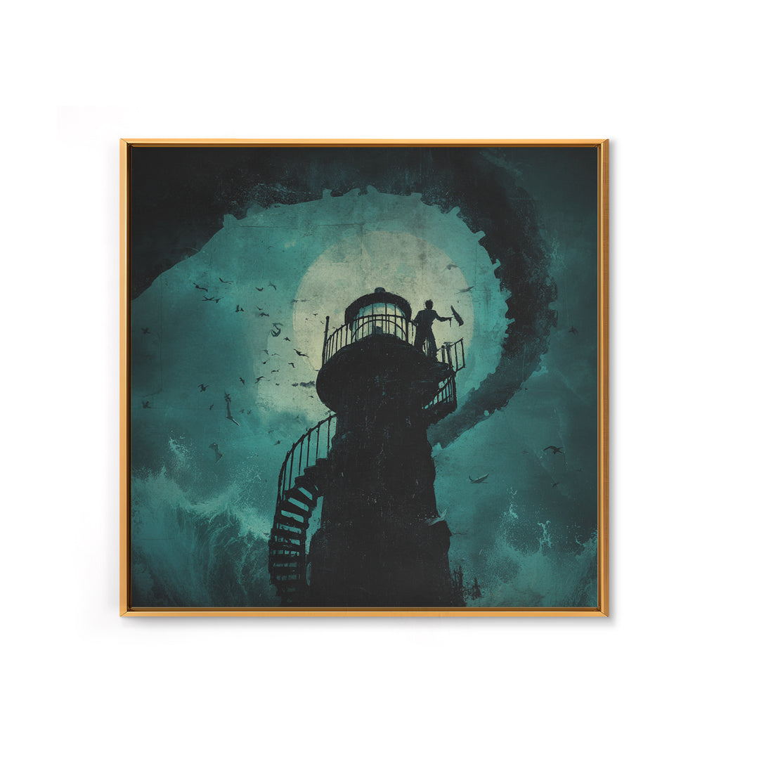 The Last Lighthouse Of Y’Ha-Nthlei, Square Wall Art, Spooky Home Decor, Canvas Print, Halloween Wall Decor, Gothic Home Decor