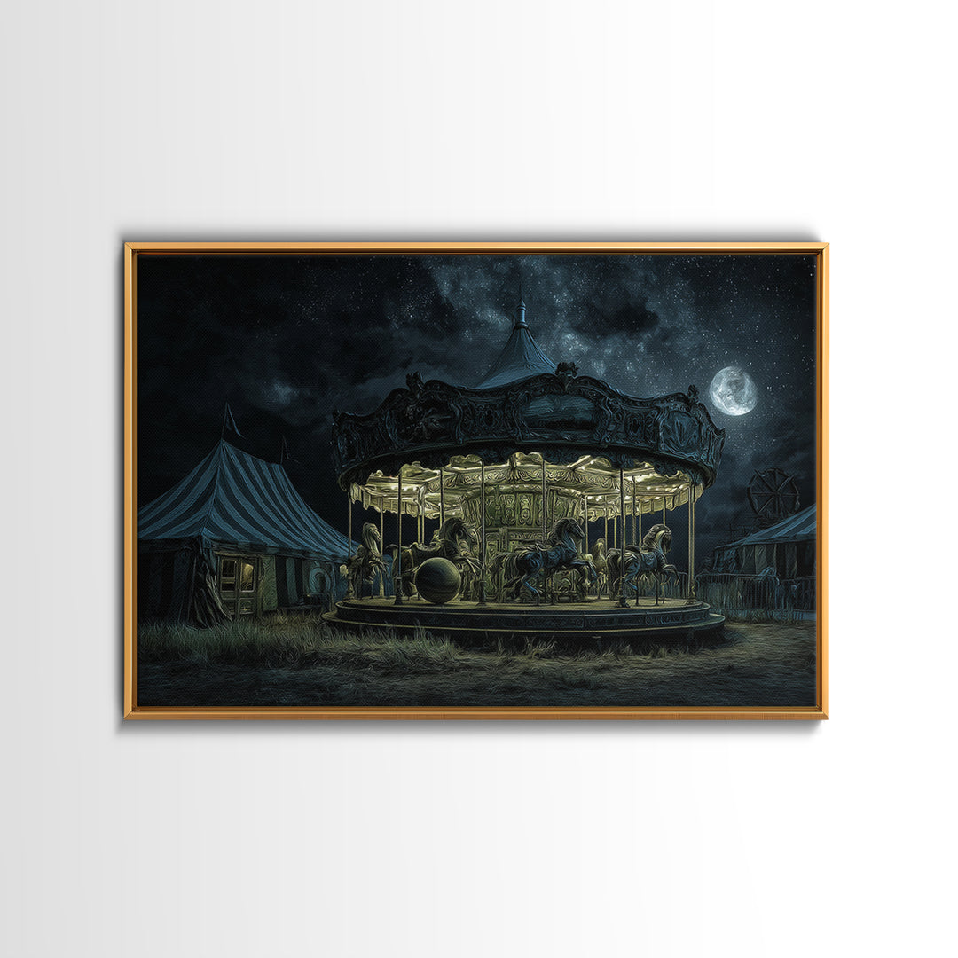 The Carousel Of Sleeping Planets, Landscape Wall Art, Dark Fantasy Wall Art, Canvas Print, Halloween Wall Decor, Gothic Home Decor