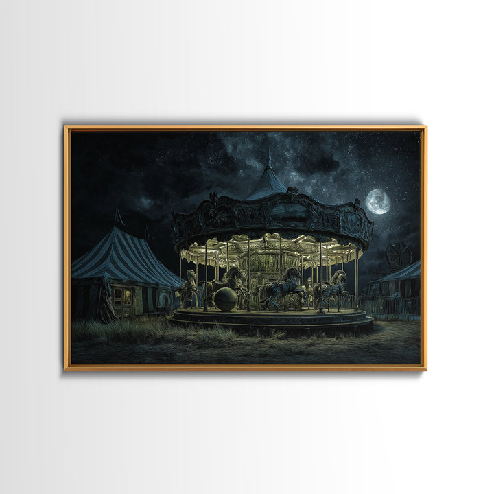 The Carousel Of Sleeping Planets, Landscape Wall Art, Dark Fantasy Wall Art, Canvas Print, Halloween Wall Decor, Gothic Home Decor