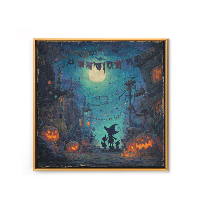 The Festival Of The Little Old Ones, Square Wall Art, Macabre Wall Art, Framed Canvas Print, Halloween Wall Decor, Gothic Home Decor