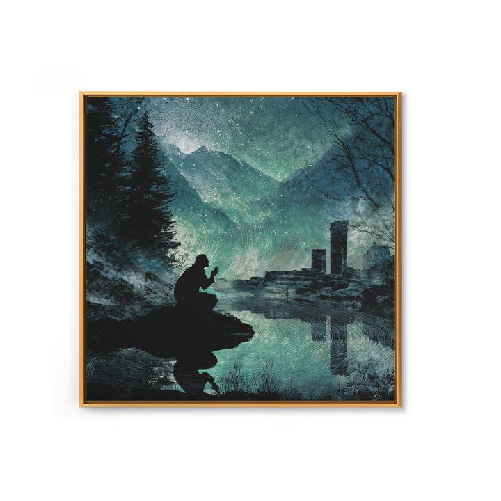 The Mirror Lake Of Lost Constellations, Square Wall Art, Dark Halloween Decor, Canvas Print, Halloween Wall Decor, Gothic Home Decor
