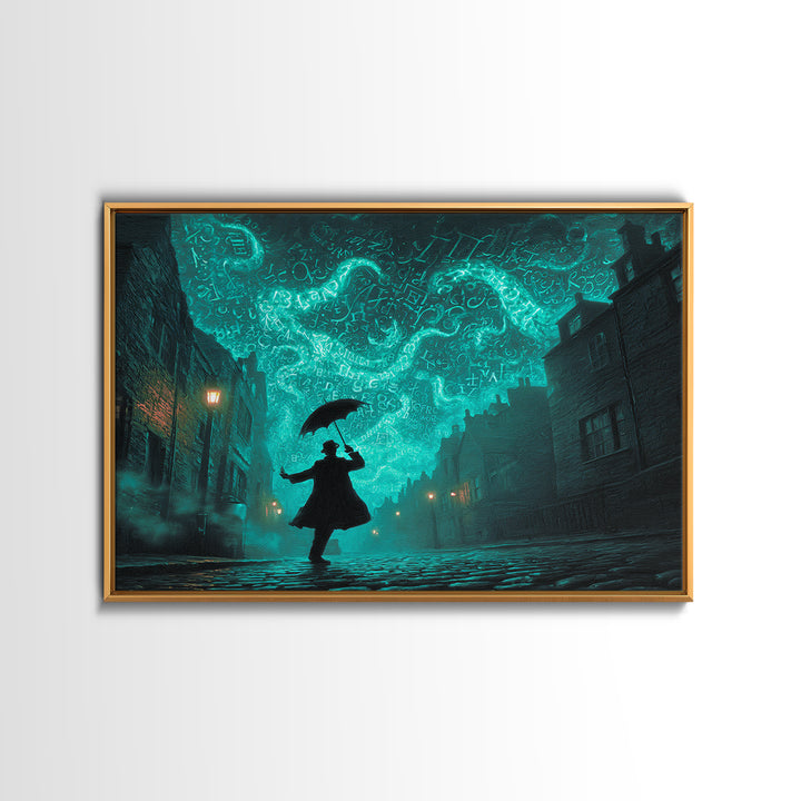 The Umbrella Of The Outer Rain, Landscape Wall Art, Cosmic Horror Wall Art, Framed Canvas Print, Halloween Wall Decor, Gothic Home Decor