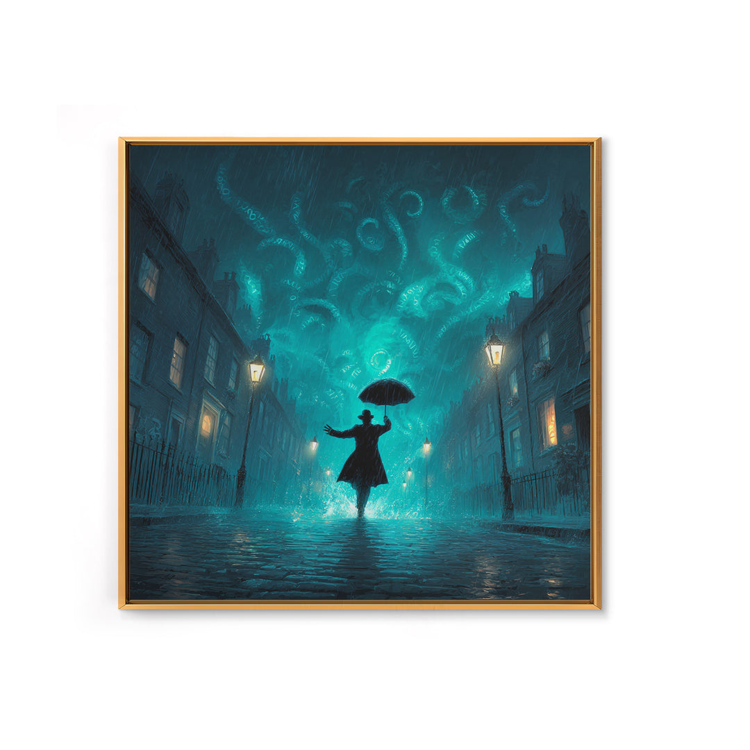 The Umbrella Of The Outer Rain, Square Wall Art, Cosmic Horror Wall Art, Framed Canvas Print, Halloween Wall Decor, Gothic Home Decor