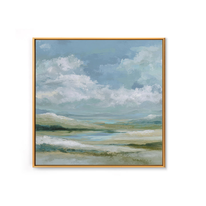 Gentle Mountain Landscape Framed Canvas Print, Dental Office Art, Medical Office Art, Office Decor, Watercolor Art, Calm, DOA-1x1-100