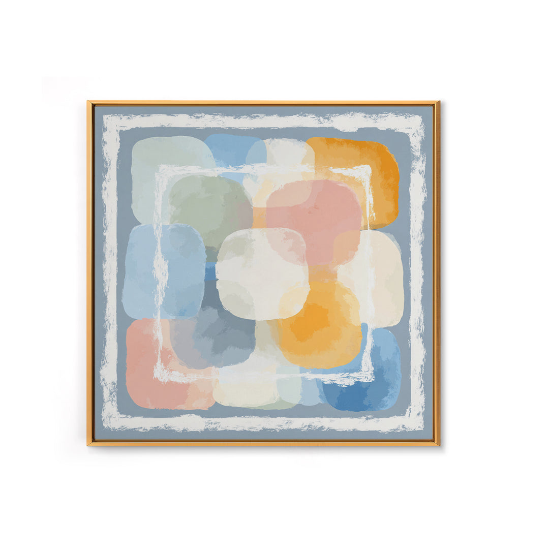 Simple Rainbow Pastel Shapes for Children Framed Canvas Print, Dental Office Art, Digital Artwork, Office Decor, Fine Art, Calm, DOA-1x1-21