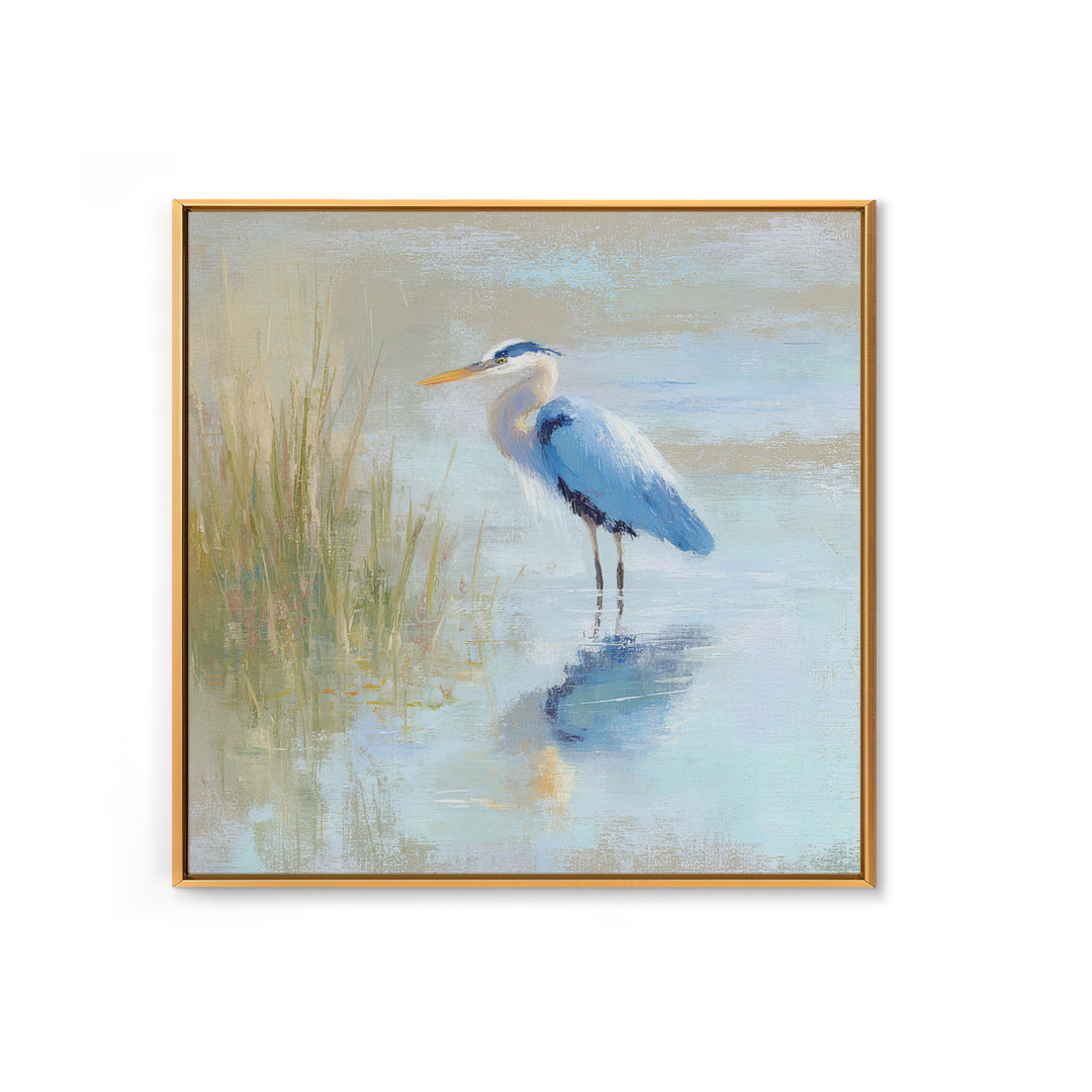 Blue Heron by Calm Marsh Water Canvas Print, Dental Office Art, Digital Print, Office Decor, Calm, Medical Office Decor, DOA-1x1-23