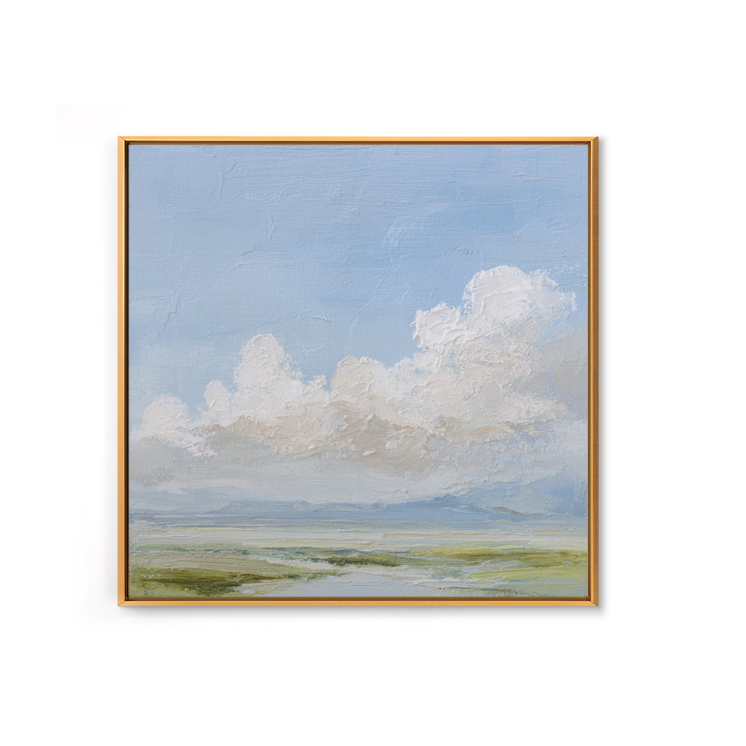 Peaceful Clouds over Open Meadow Framed Canvas Print, Dental Office Art, Dentistry Art, Office Decor, Fine Art, Calm, DOA-1x1-33