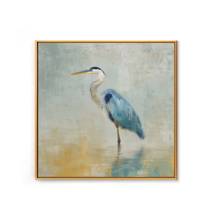 Blue Heron by Calm Marsh Water Framed Canvas Print, Dental Office Art, Motivational Poster, Office Decor, Fine Art, Calm, DOA-1x1-47