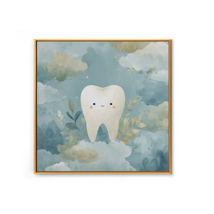 Playful Tooth Shaped Character Canvas Print, Dental Office Art, Medical Office Decor, Office Decor, Abstract Art, Calm, DOA-1x1-54