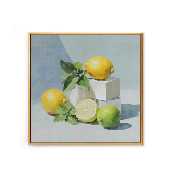 Fresh Citrus and Mint Still Life Canvas Print, Dental Office Art, Dental Hygienist, Office Decor, Watercolor Art, Calm, DOA-1x1-55