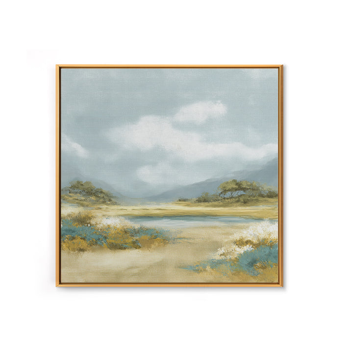 Peaceful Clouds over Open Meadow Framed Canvas Print, Dental Office Art, Dentistry Art, Office Decor, Fine Art, Calm, DOA-1x1-57