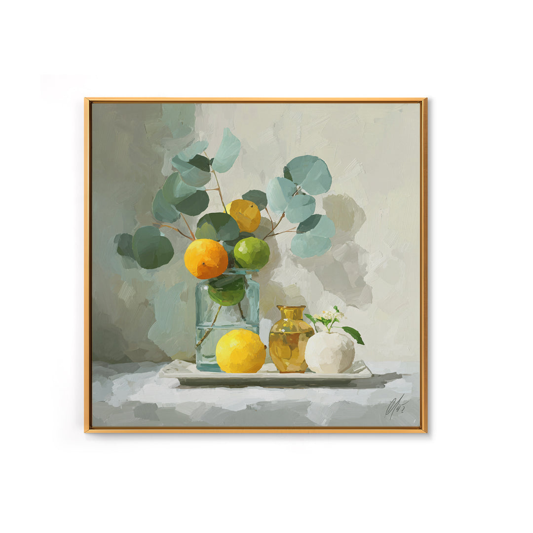 Fresh Citrus and Mint Still Life Framed Canvas Print, Dental Office Art, Unique Wall Art, Office Decor, Fine Art, Calm, DOA-1x1-7