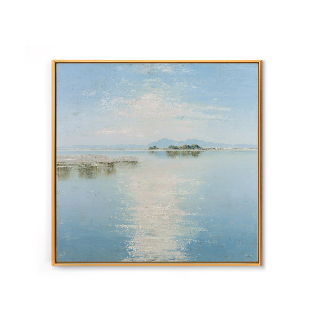 Sunlit Lake with Calming Reflections Canvas Print, Dental Office Art, Gallery Decor, Office Decor, Calm, Minimalist Decor, DOA-1x1-87