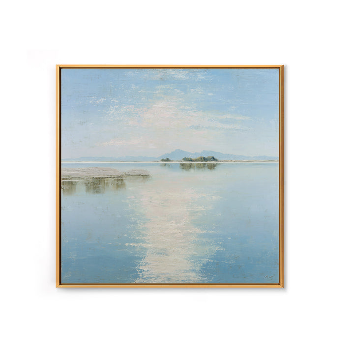 Sunlit Lake with Calming Reflections Canvas Print, Dental Office Art, Gallery Decor, Office Decor, Calm, Minimalist Decor, DOA-1x1-87