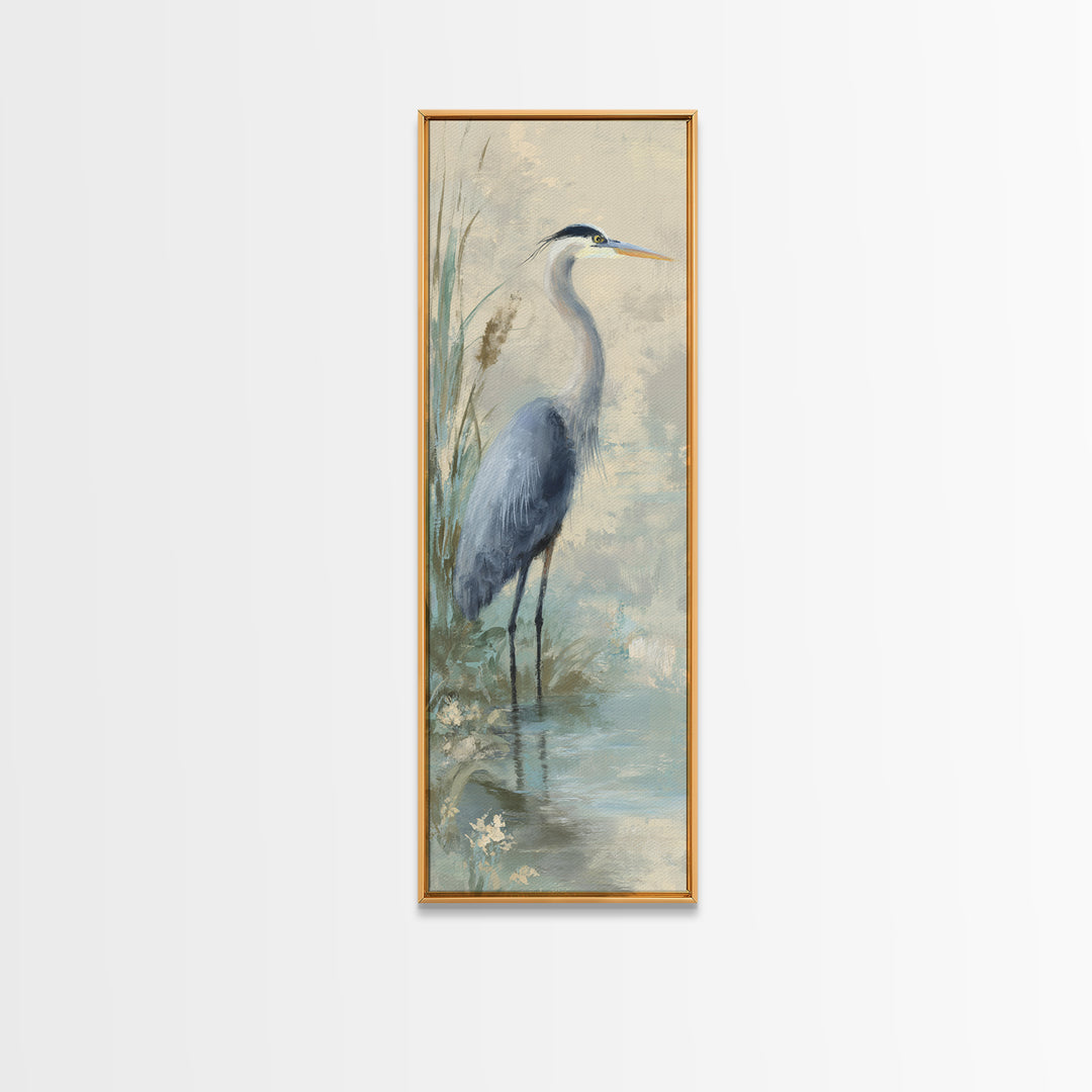 Blue Heron by Calm Marsh Water Canvas Print, Dental Office Art, Digital Print, Office Decor, Calm, Medical Office Decor, DOA-1x3-11