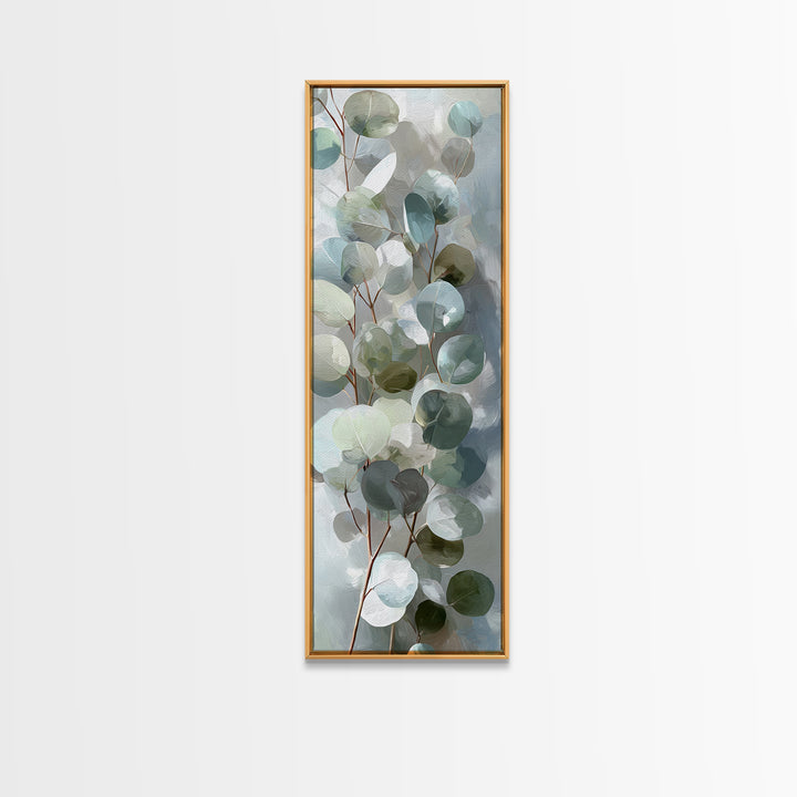 Soft Botanical Eucalyptus Print for Clean Atmosphere Framed Canvas Print, Dental Office Art, Dental Gift, Office Decor, Calm, DOA-1x3-15