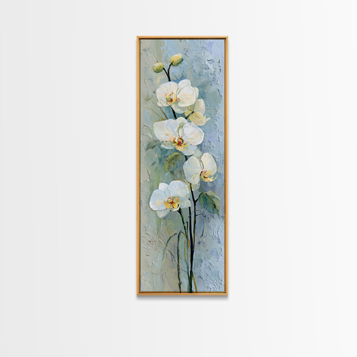White Orchid on Stone Background Framed Canvas Print, Dental Office Art, Dentistry Art, Office Decor, Fine Art, Calm, DOA-1x3-24