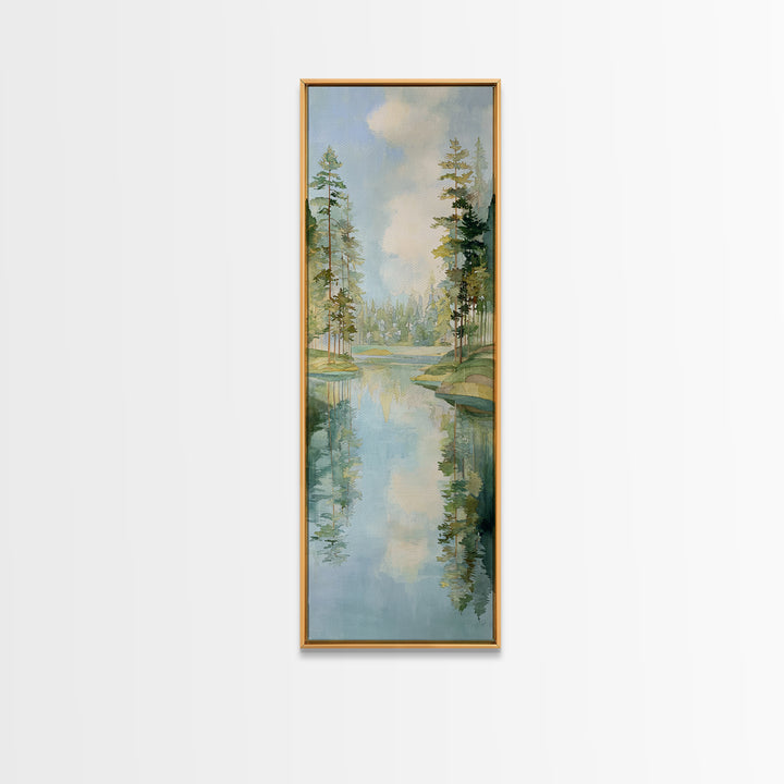 Sunlit Lake with Calming Reflections Framed Canvas Print, Dental Office Art, Dentistry Art, Office Decor, Fine Art, Calm, DOA-1x3-3