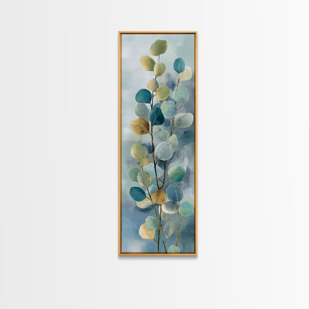 Soft Botanical Eucalyptus Print for Clean Atmosphere Canvas Print, Dental Office Art, Gallery Decor, Office Decor, Oil Painting, DOA-1x3-39