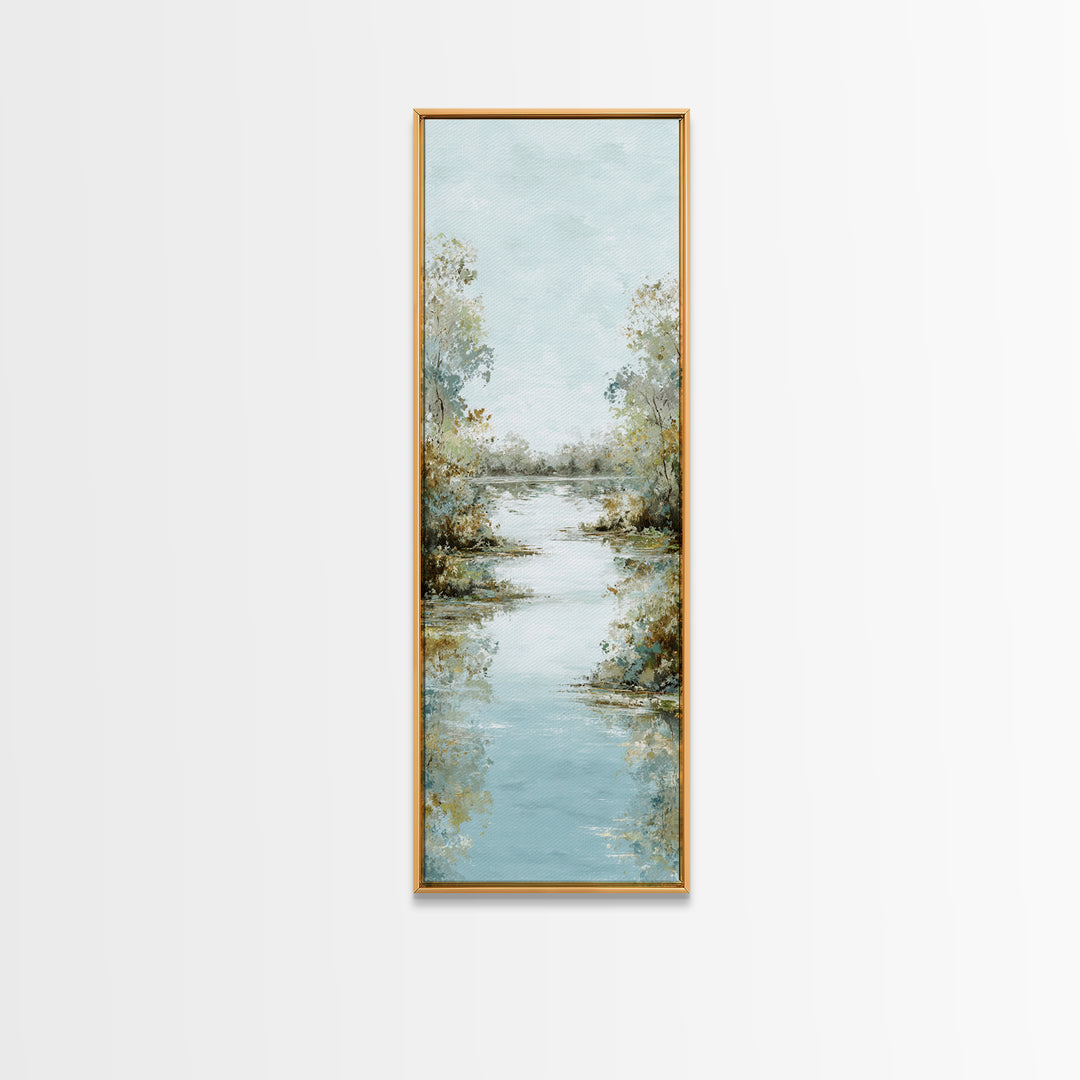 Sunlit Lake with Calming Reflections Canvas Print, Dental Office Art, Art Print, Office Decor, Fine Art, Calm, Unique Wall Art, DOA-1x3-51
