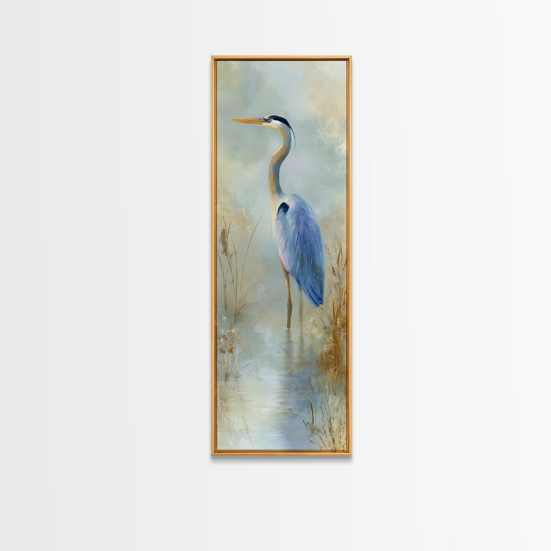 Blue Heron by Calm Marsh Water Canvas Print, Dental Office Art, Statement Artwork, Office Decor, Fine Art, Calm, DOA-1x3-59