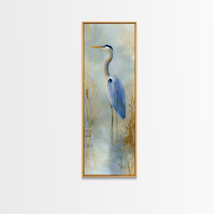 Blue Heron by Calm Marsh Water Canvas Print, Dental Office Art, Statement Artwork, Office Decor, Fine Art, Calm, DOA-1x3-59