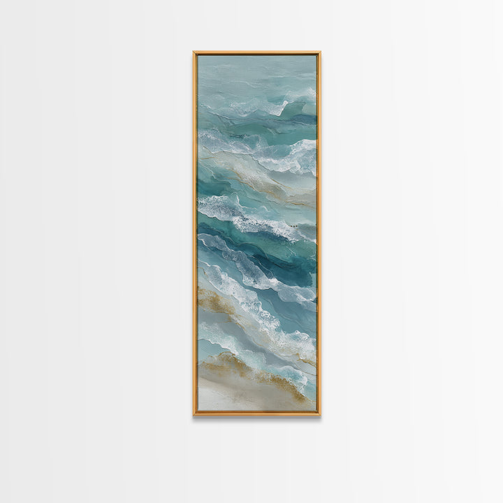 Calming Abstract Ocean Waves Framed Canvas Print, Dental Office Art, Dentist Art, Office Decor, Fine Art, Calm, Luxury Decor, DOA-1x3-61