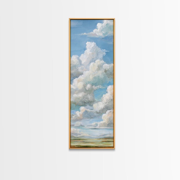 Peaceful Clouds over Open Meadow Framed Canvas Print, Dental Office Art, Dentistry Art, Office Decor, Fine Art, Calm, DOA-1x3-69