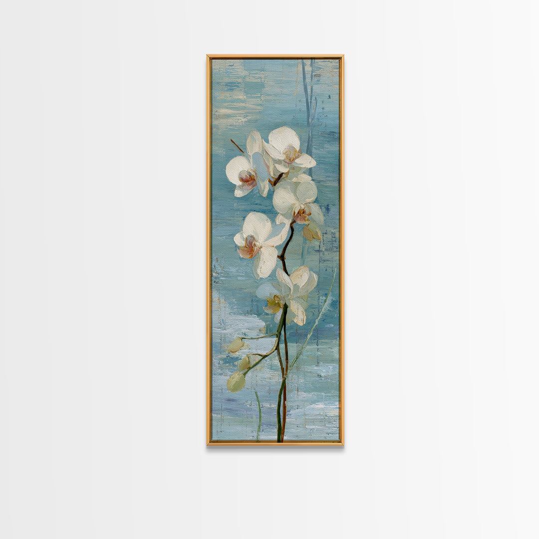 White Orchid on Stone Background Canvas Print, Dental Office Art, Art Print, Office Decor, Fine Art, Calm, Unique Wall Art, DOA-1x3-72
