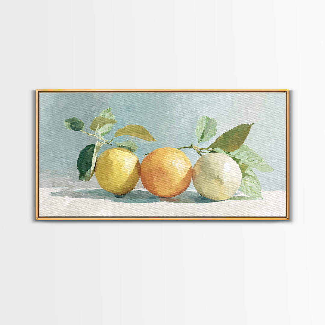 Fresh Citrus and Mint Still Life Framed Canvas Print, Dental Office Art, Unique Wall Art, Office Decor, Fine Art, Calm, DOA-2x1-3