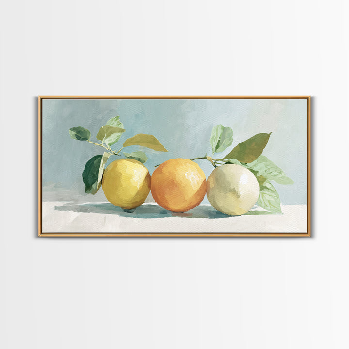 Fresh Citrus and Mint Still Life Framed Canvas Print, Dental Office Art, Unique Wall Art, Office Decor, Fine Art, Calm, DOA-2x1-3