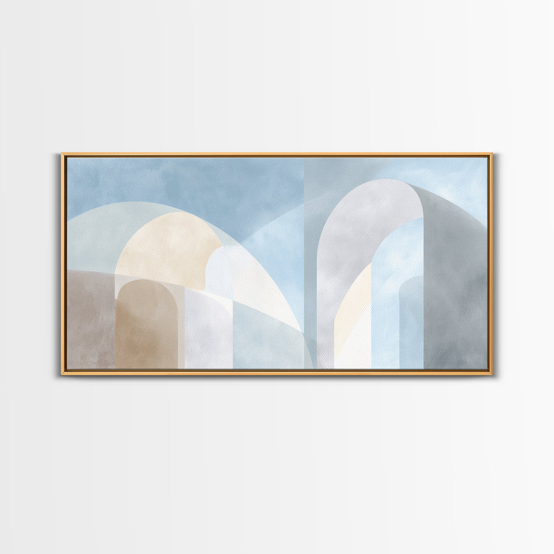 Light Scandinavian Abstract Arches Framed Canvas Print, Dental Office Art, Home Decor, Office Decor, Abstract Art, Calm, DOA-2x1-37