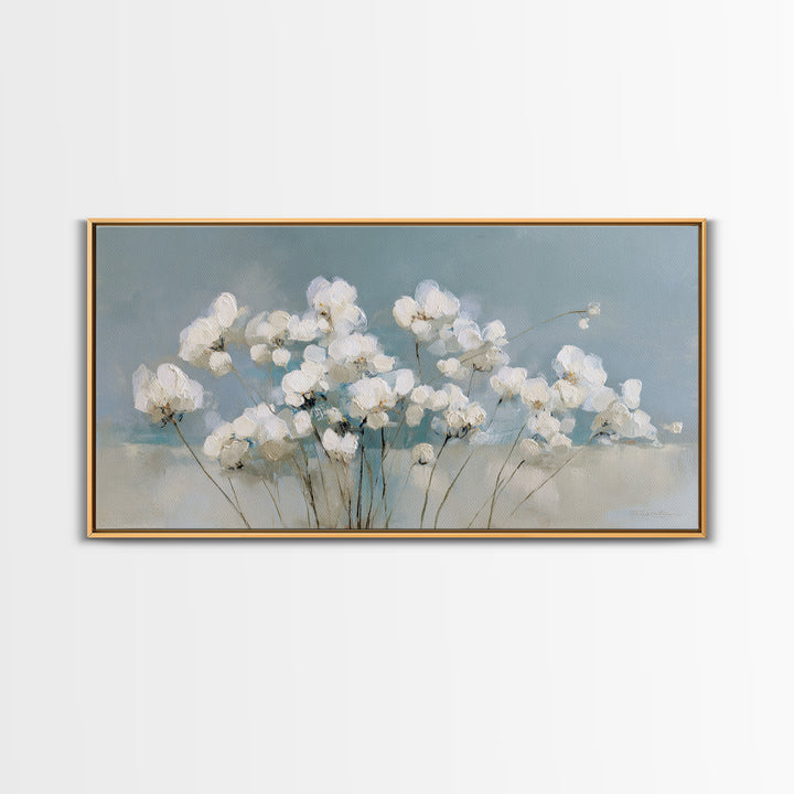 Sterile Modern Floral Painting Framed Canvas Print, Dental Office Art, Minimalist Wall Art, Office Decor, Fine Art, Calm, DOA-2x1-55