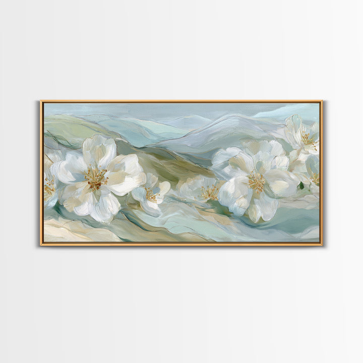 White Orchid on Stone Background Framed Canvas Print, Dental Office Art, Printable Wall Art, Office Decor, Fine Art, Calm, DOA-2x1-56
