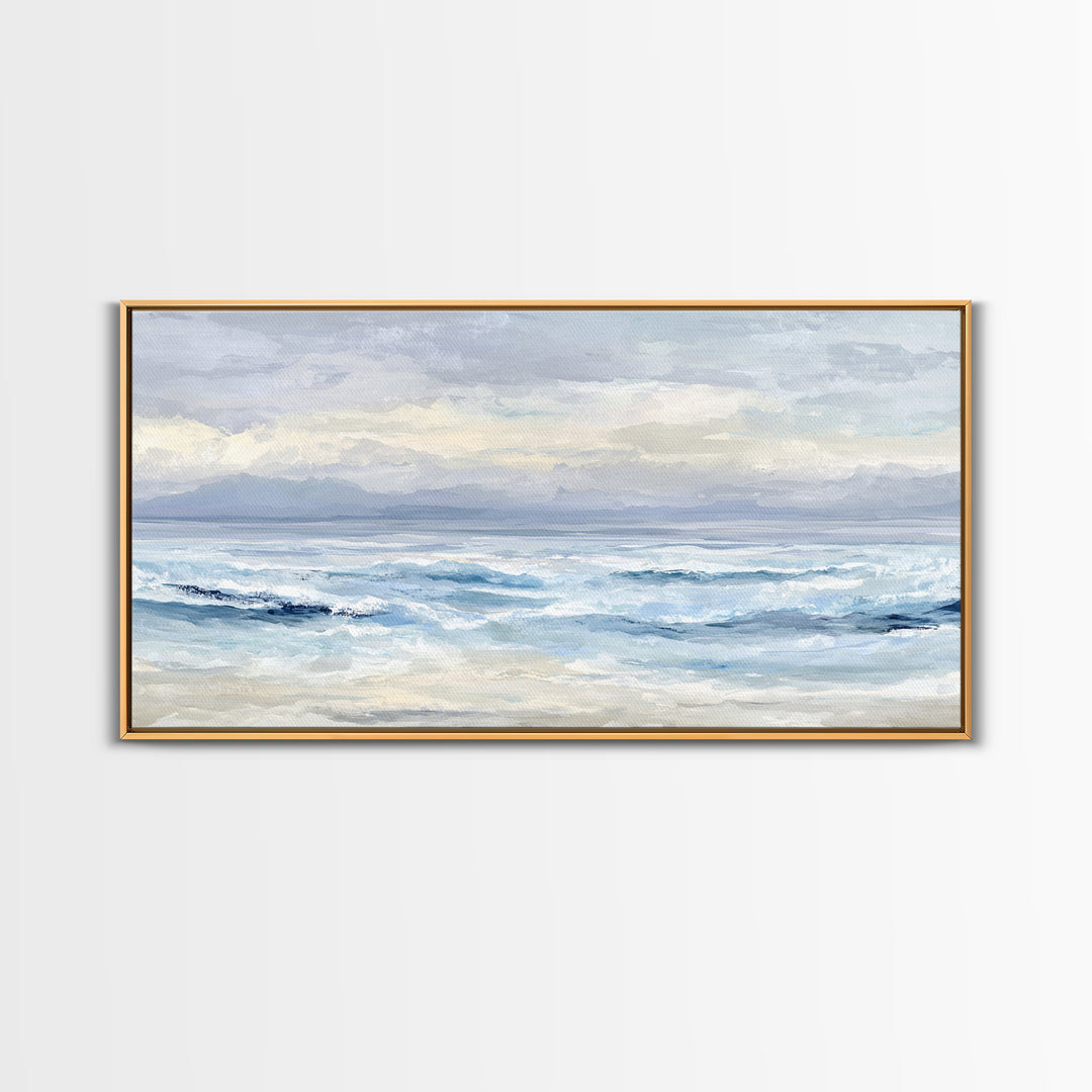 Calming Abstract Ocean Waves Canvas Print, Dental Office Art, Minimalist Decor, Office Decor, Calm, Motivational Poster, DOA-2x1-69