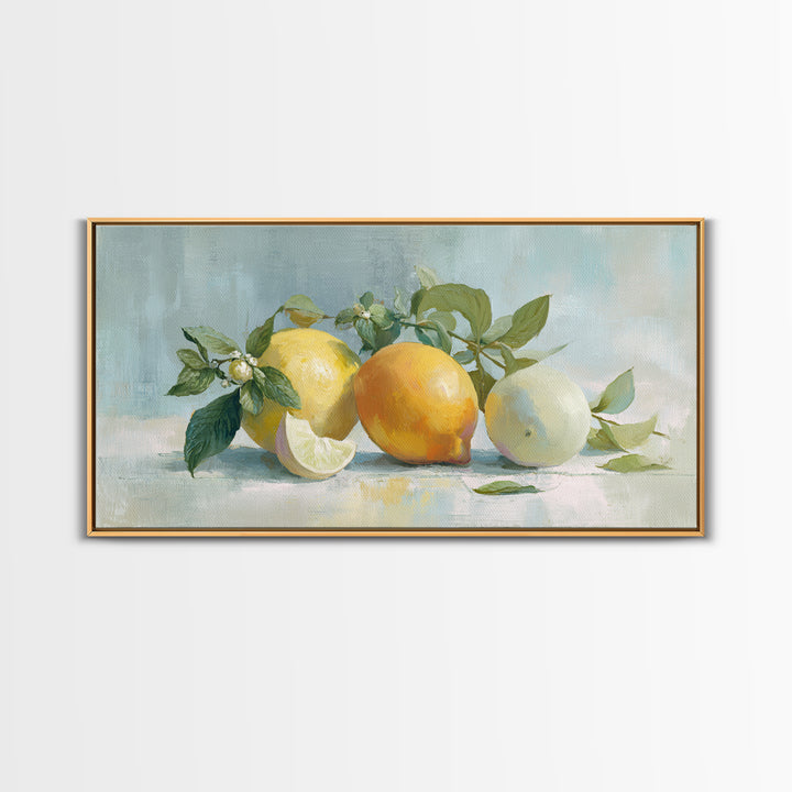 Fresh Citrus and Mint Still Life Framed Canvas Print, Dental Office Art, Medical Office Art, Office Decor, Fine Art, Calm, DOA-2x1-75