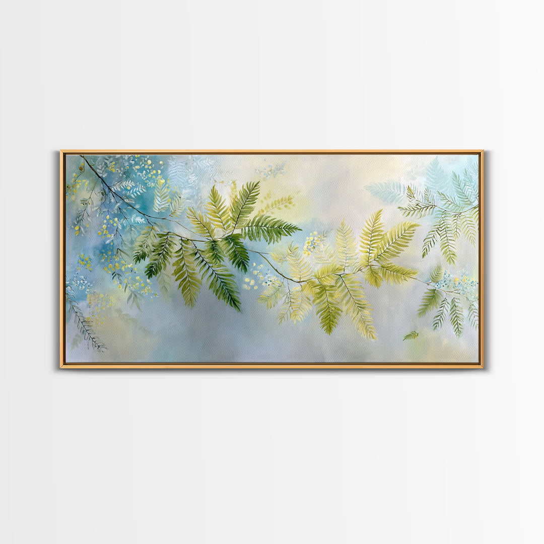 Botanical Fern Study Framed Canvas Print, Dental Office Art, Dental Hygiene, Office Decor, Watercolor Art, Calm, DOA-2x1-87
