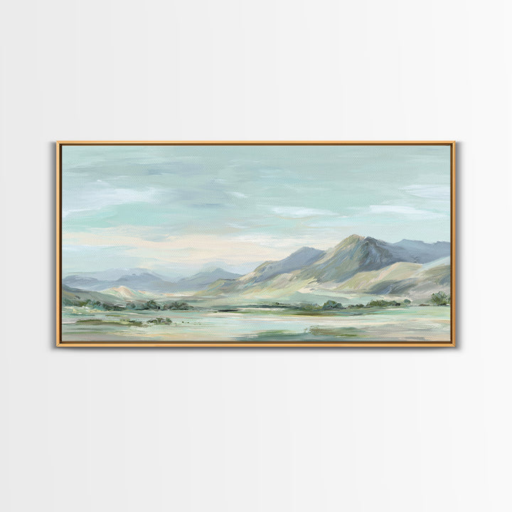Gentle Mountain Landscape Framed Canvas Print, Dental Office Art, Medical Decor, Office Decor, Fine Art, Calm, Home Decor, DOA-2x1-96