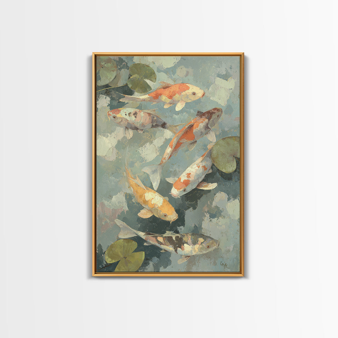 Colorful Fish Swimming Framed Canvas Print, Dental Office Art, Dental Gift, Office Decor, Abstract Art, Calm, DOA-2x3-2