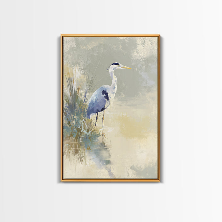 Blue Heron by Calm Marsh Water Canvas Print, Dental Office Art, Dental Art, Office Decor, Fine Art, Calm, Dental Gift, DOA-2x3-31